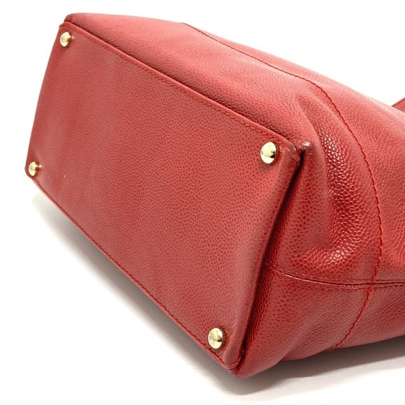 CHANEL Vintage Red Caviar Leather Logo Tote Bag - Picture 4 of 13